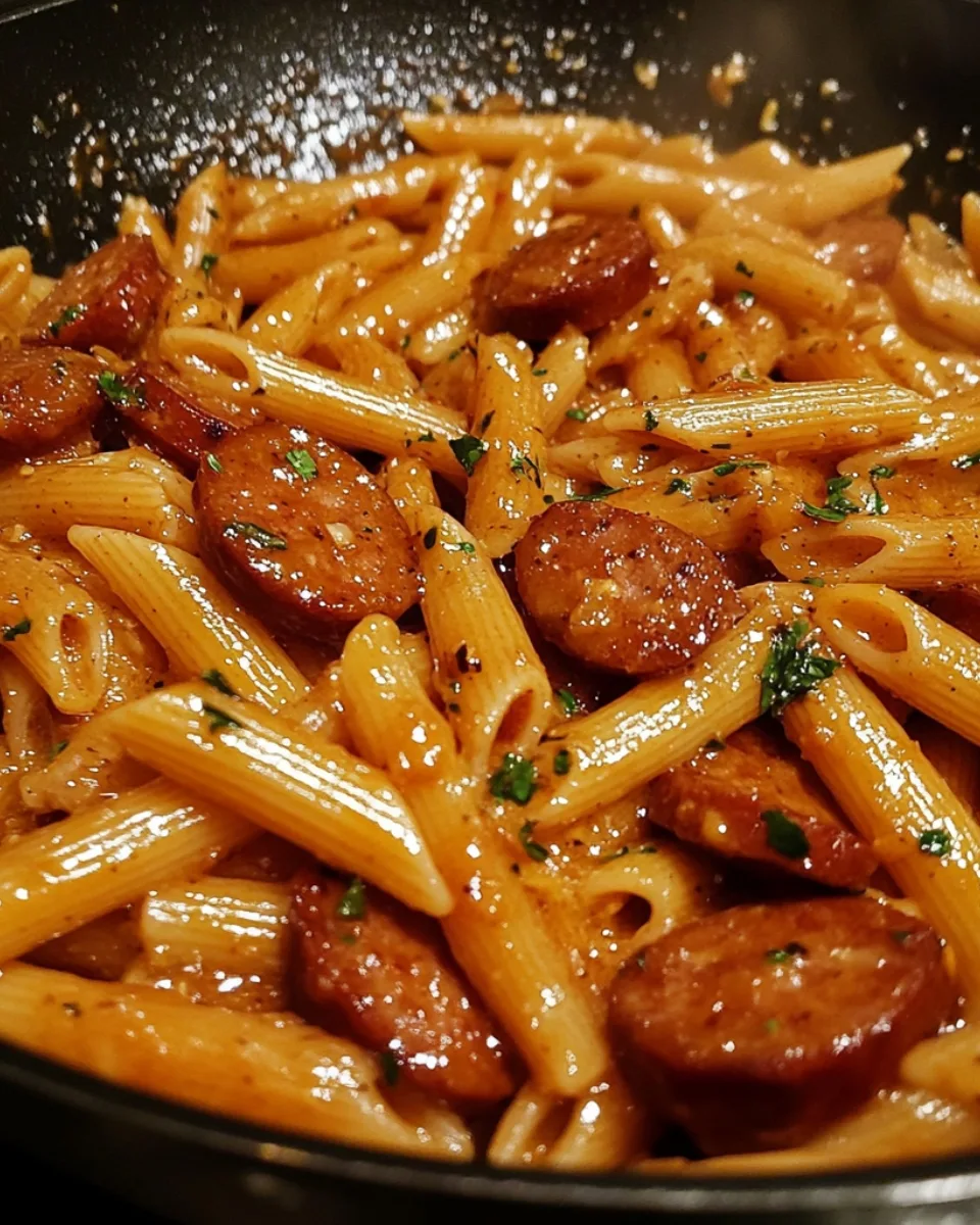 Sticky Sweet Garlic Honey Sausage Penne 1